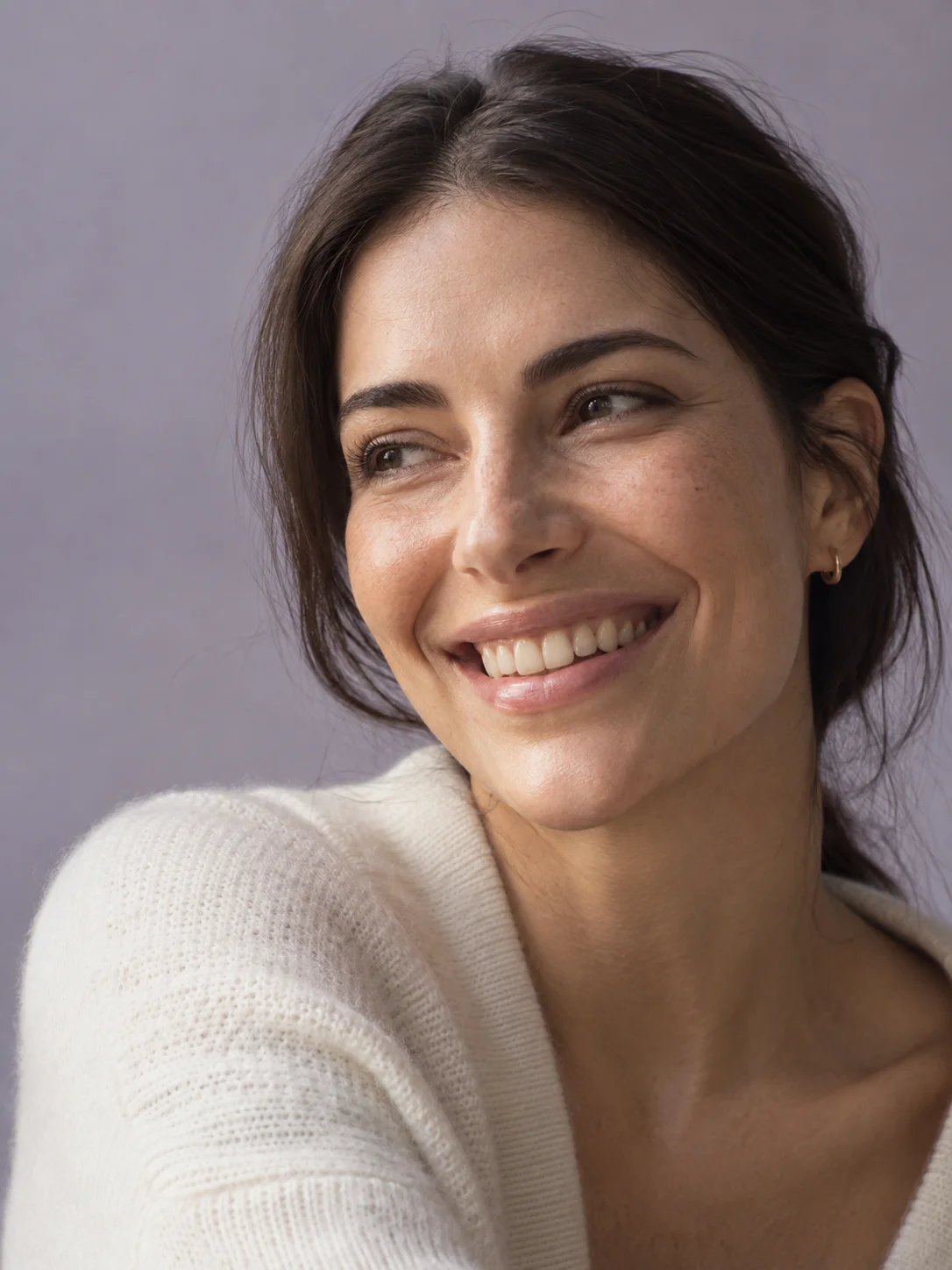 A natural smile in soft morning light